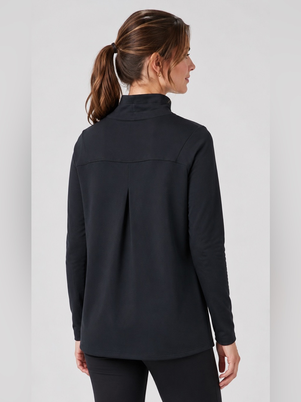 Spanx Air Essentials Got Ya Covered Pullover Sweatshirt Mock Neck Black comfort - Picture 2 of 12